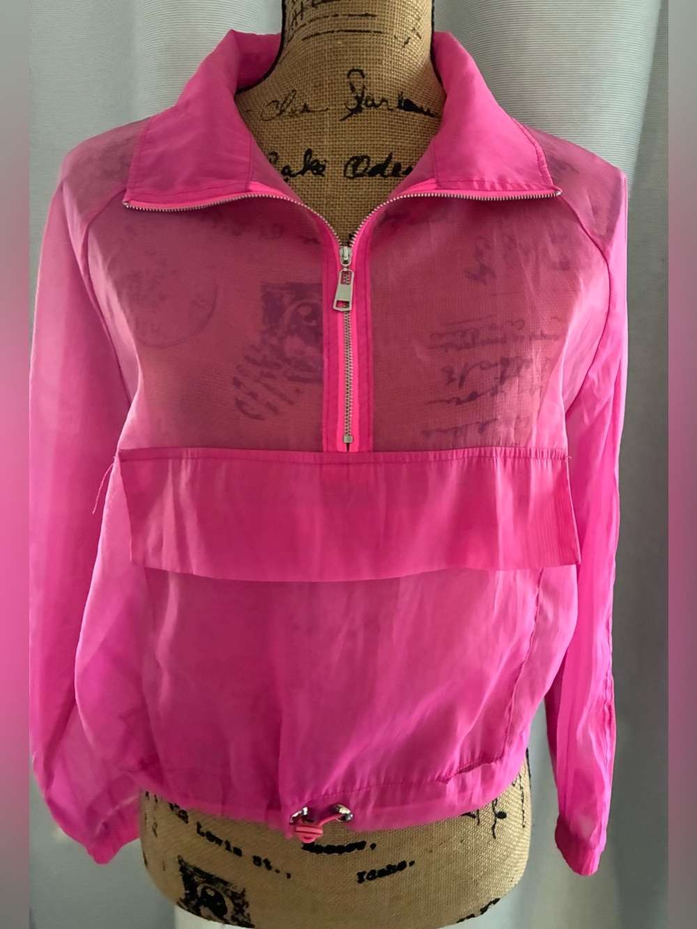 love J Pink Sheer Half-Zip Pullover Windbreaker - Picture 2 of 6